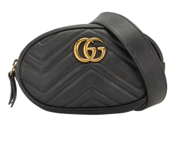 GG Marmont Quilted Belt Bag, Leather, Black, 3075, 1*